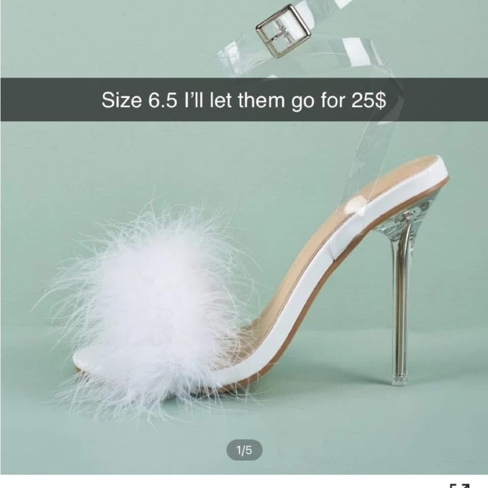 Elegant White Feathered Women's Heels
